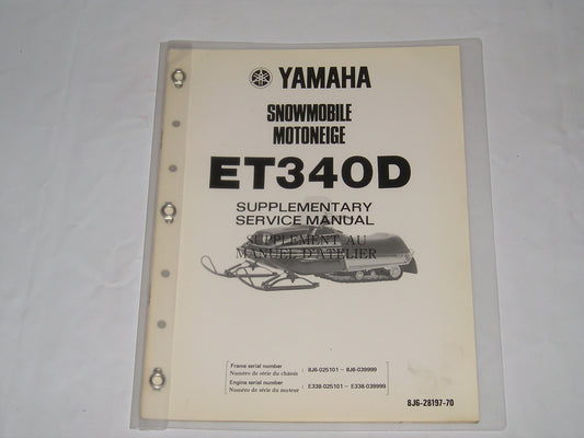 YAMAHA ET340 D Enticer 1980 Service Manual Supplement 8J6-28197-70 #S150