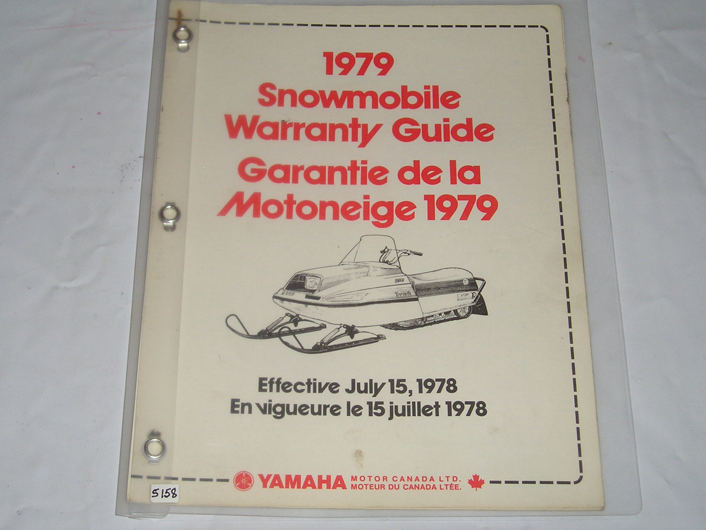 YAMAHA 1979  Snowmobile Warranty Guide & Flat Rate Manual   #S158