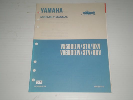 YAMAHA VX500 & VX600 (E)V STV DXV 1995 Assembly Manual 8AB-28107-11 LIT-12668-01-59 #S18