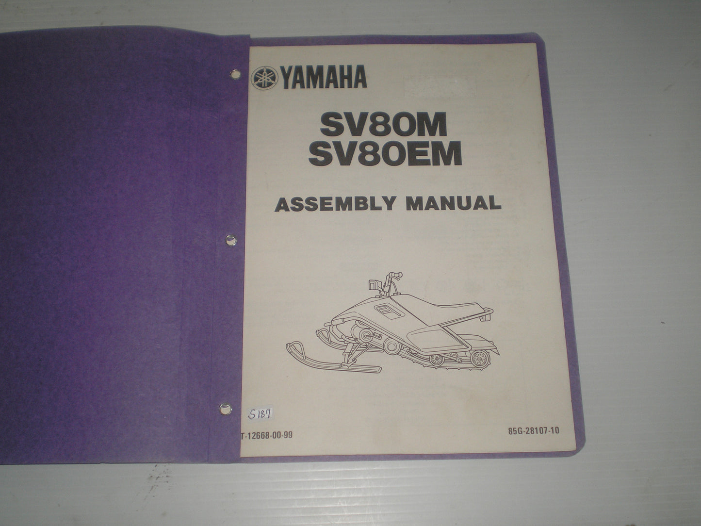 YAMAHA SV80 M & SV80E M  SnoScoot  1988  Assembly Manual  85G-28107-10  LIT-12668-00-99  #S187