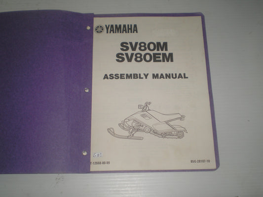 YAMAHA SV80 M & SV80E M SnoScoot 1988 Assembly Manual 85G-28107-10 LIT-12668-00-99 #S187