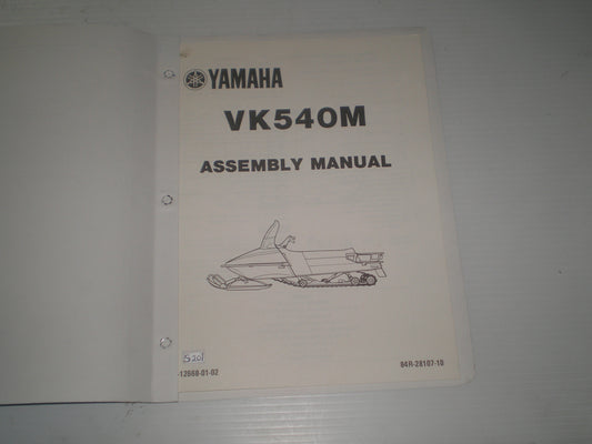 YAMAHA VK540 M 1988 Assembly Manual 84R-28107-10 LIT-12668-01-02 #S201