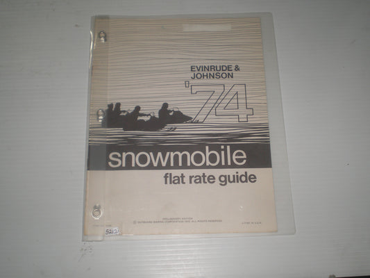 EVINRUDE & JOHNSON 1974 Snowmobile Flat Rate Guide 5188 #S212