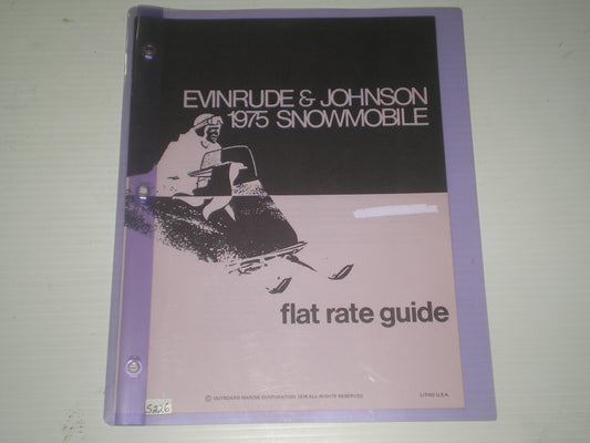 EVINRUDE & JOHNSON Snowmobiles 1975 Flat Rate Guide #S226