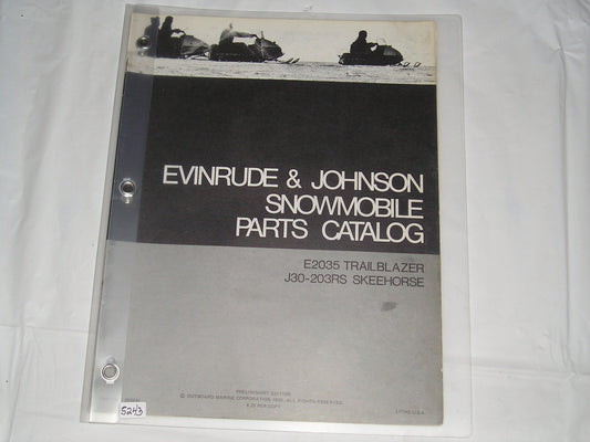 EVINRUDE & JOHNSON E2035 Trailblazer / J30-203RS Skeehorse 1972 Parts Catalogue 262935 #S215