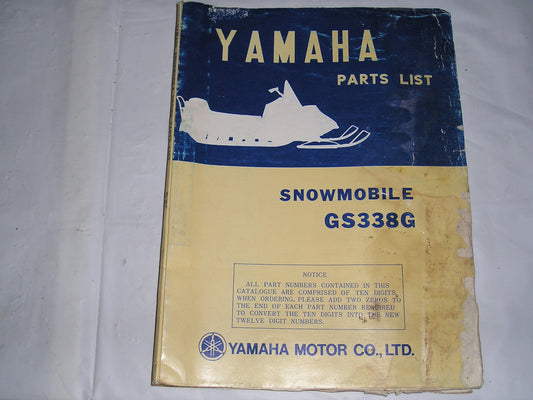 YAMAHA GS338 G GS338G 1975 Parts List / Catalogue 884-28198-HO #S85