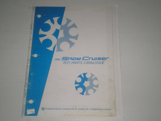 OMC Snow Cruiser Model 2011 1971 Parts Catalogue 405670 #S86