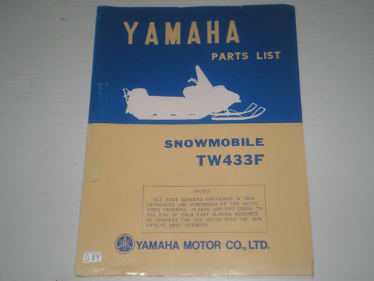YAMAHA TW433 F  1974  Parts List / Catalogue  868-28198-60  LIT-10018-68-00  #S89