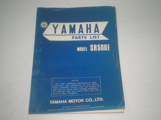 YAMAHA SR500 E 1978  Parts List / Catalogue  2J2-28198-60  LIT-10012-J2-00  #1699