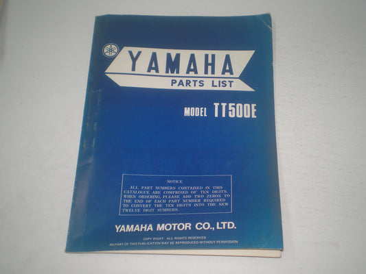 YAMAHA TT500 E 1978 Parts List / Catalogue 1T1-28198-61 LIT-10011-T1-02 #1684