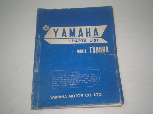 YAMAHA TX650 A 1974 Parts List / Catalogue 447-28198-60 LIT-10014-47-00 #1687