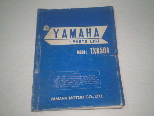 YAMAHA TX650 A  1974  Parts List / Catalogue  447-28198-60  LIT-10014-47-00  #1687
