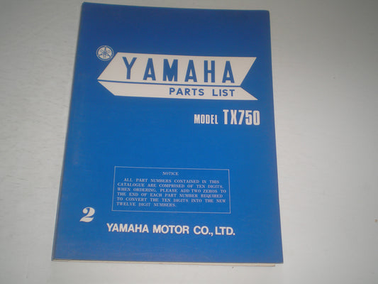 YAMAHA TX750 1973  Parts List / Catalogue  341-28198-62  LIT-10013-41-00  #1696