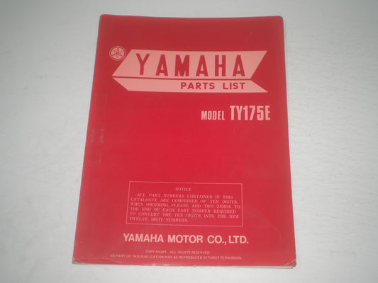 YAMAHA TY175 E 1978 Parts List / Catalogue 525-28198-HO #1710