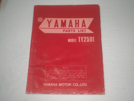 YAMAHA TY250 E 1978 Parts List / Catalogue 493-28198-H0 #1721