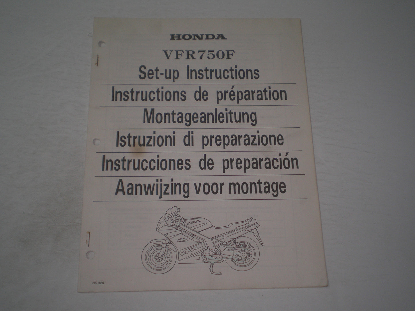 HONDA VFR750F  Set-up Instructions and Pre-Delivery Service Manual  NS320  #1902
