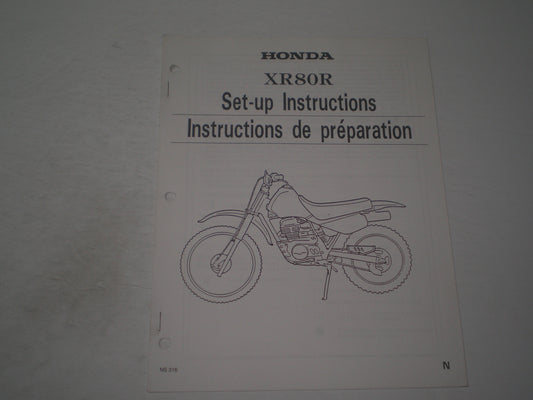 HONDA XR80R Set-up Instructions & Pre-Delivery Service Manual NS316 #1899