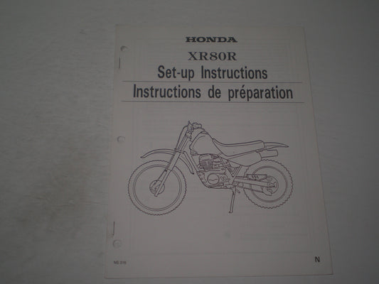 HONDA XR80R Set-up Instructions & Pre-Delivery Service Manual  NS316  #1899