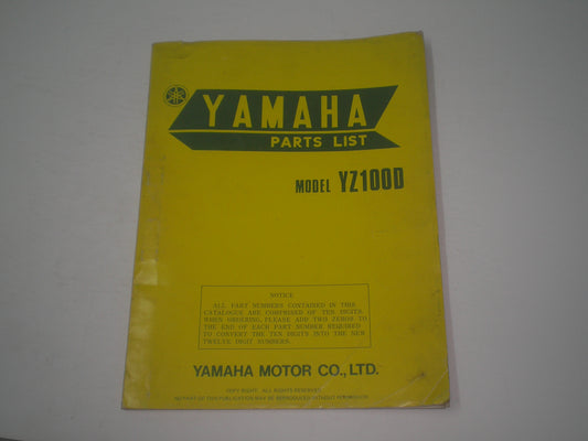 YAMAHA YZ100 D  1977  Parts List / Catalogue  1J4-28198-61  LIT-10011-J4-00  #1743