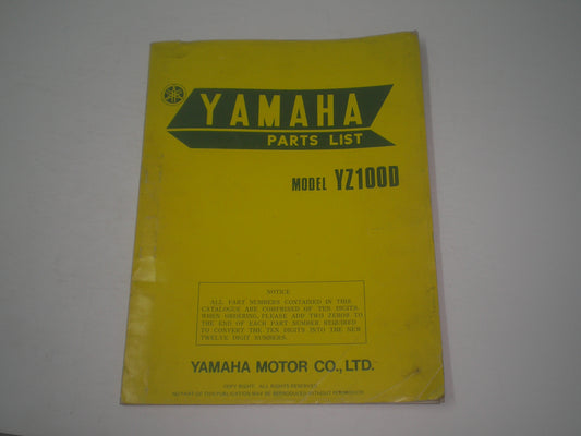 YAMAHA YZ100 D 1977 Parts List / Catalogue 1J4-28198-61 LIT-10011-J4-00 #1743