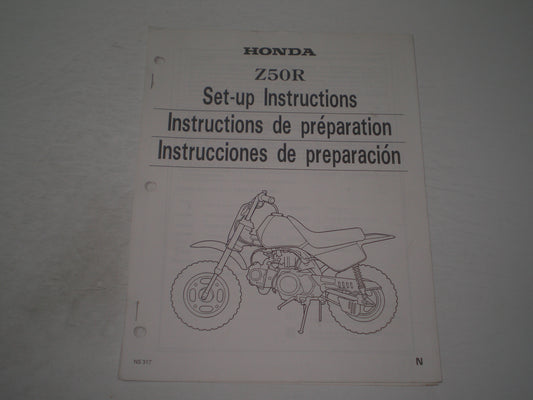 HONDA Z50 R Mini Trail Set-up Instructions & Pre-Delivery Service Manual NS317 #1897