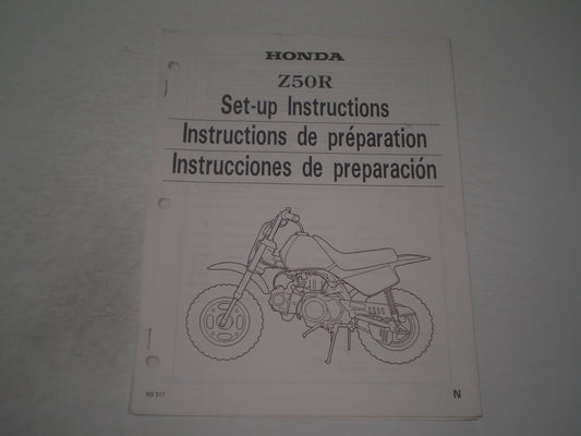 HONDA Z50 R  Mini Trail  Set-up Instructions & Pre-Delivery Service Manual  NS317  #1897