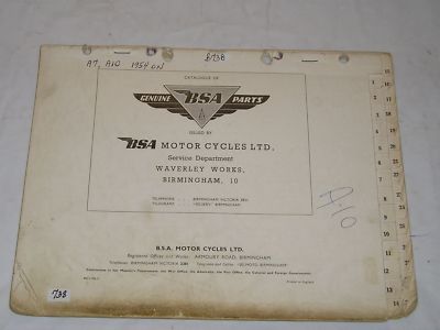 BSA A7 & A10 1954 on Illustrated Parts Catalogue #E66