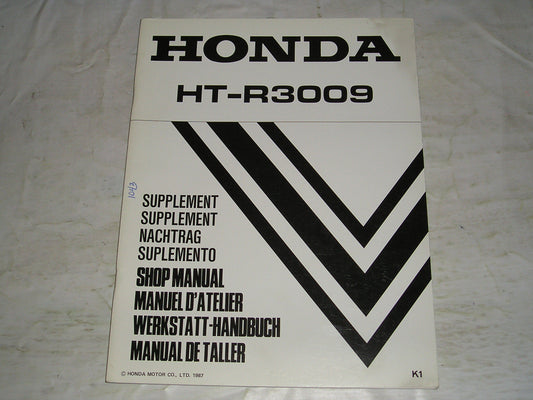 HONDA HT-R3009  HTR3009 K1  1988  Riding Mower  Service Manual Supplement  6675100Z  #1043