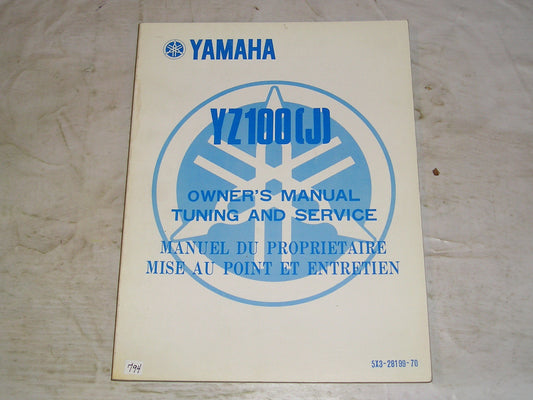 YAMAHA YZ100J  YZ100 J 1982  Owner's Tuning & Service Manual  5X3-28199-70  #794