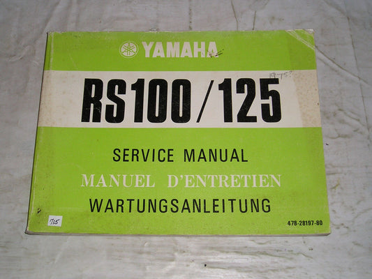 YAMAHA RS100 RS125 1975 Service Manual 478-28197-80 #715