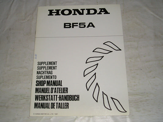 HONDA BF5A 1992 Outboard Motor Service Manual Supplement 66ZV101Z #1051