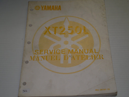 YAMAHA XT250L  XT250 L 1984  Service Manual  49J-28197-70  #322