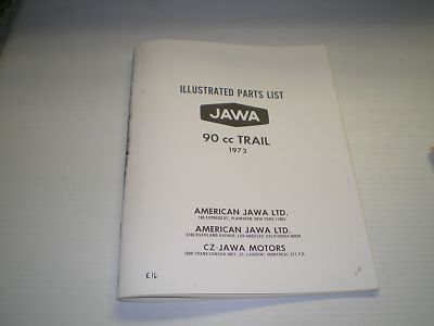 CZ JAWA 90 cc Trail 1973 Illustrated Parts List / Catalogue #E68