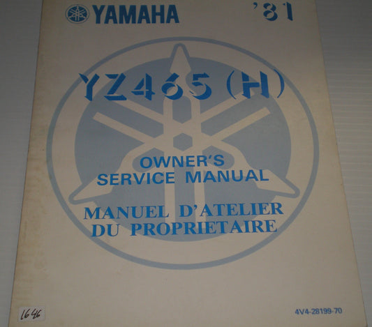 YAMAHA YZ465 (H)  Competition Motocross 1981 Owner's Service Manual  4V4-28199-70  #1646