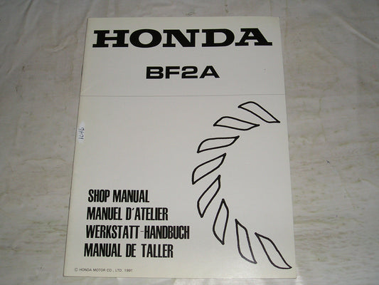 HONDA BF2A 1991 Outboard Motor Service Manual 66ZV001Z #1597