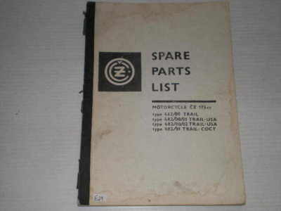 CZ JAWA 175cc  1971 Spare Parts List / Catalogue #E72