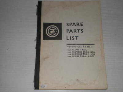 CZ JAWA 175cc 1971 Spare Parts List / Catalogue #E72