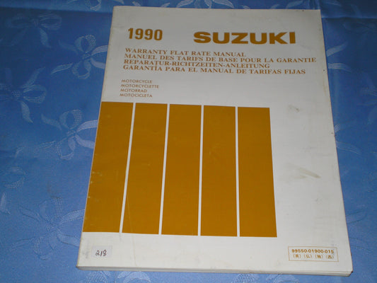 SUZUKI Motorcycles 1983-1990 Warranty & Flat Rate Manual 99550-01900-015 #218