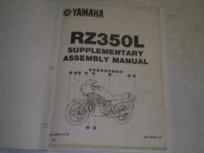 YAMAHA RZ350 L 1984 Supplementary Assembly Manual 48H-28107-10 LIT-11666-04-12 #98