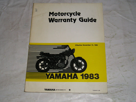 YAMAHA 1982 up  Warranty Guide Manual   YCS-00111-83  #155