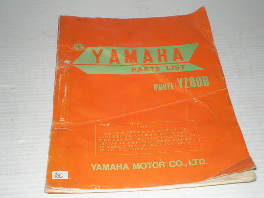 YAMAHA YZ80 B 1975 Parts List / Catalogue 492-28198-60 LIT-10014-62-01 #880