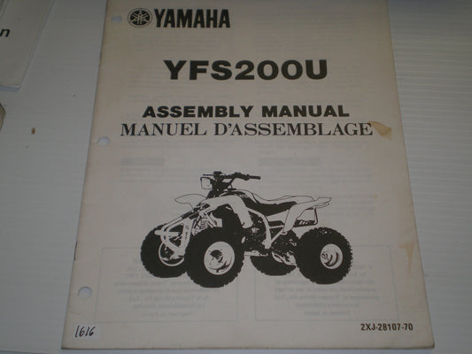 YAMAHA YFS200 U  Blaster 1988   Assembly Manual  2XJ-28107-70  #1616
