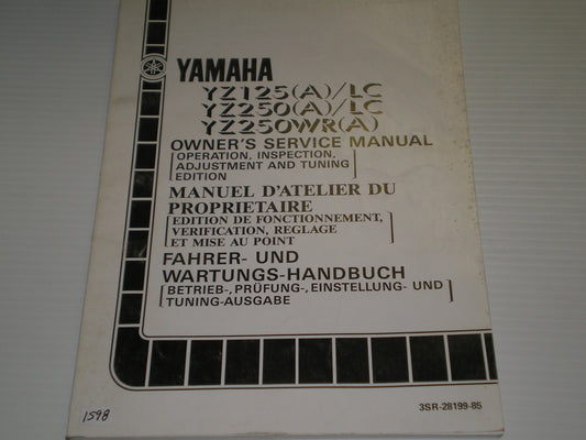 YAMAHA YZ125 (A)/LC YZ250 (A)/LC YX250WR (A) 1990 Owner's Service Manual 3SR-28199-85 #1598