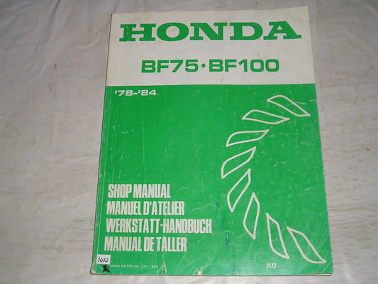 HONDA BF75 BF100 K0 1978-1984 Outboard Motors Service Manual 6688120 #1010