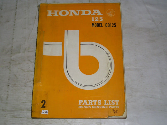 HONDA 125 Model CD125 A 1968 Factory Parts List #632