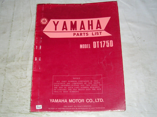 YAMAHA DT175 D 1977  Parts List / Catalogue   559-28198-61  LIT-10015-59-01  #825