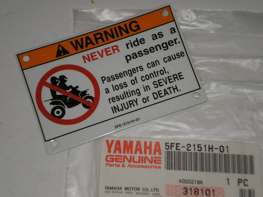 YAMAHA YFA1 YFB250 YFM YFS200 YFZ YZF350 Label English #5 5FE-2151H-01