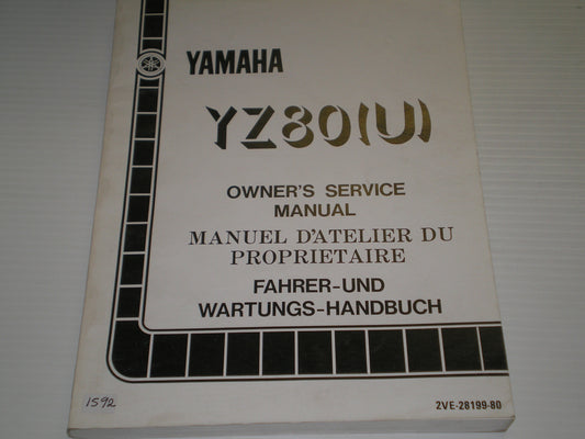 YAMAHA YZ80 U  Competition Motocross  1988  Owner's Service Manual  2VE-28199-80  #1592