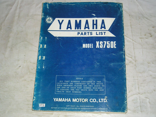 YAMAHA XS750 E  1978  Parts List / Catalogue  2F3-28198-60  LIT-10012-F3-00  #875