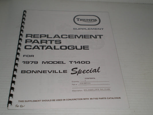 TRIUMPH Bonneville Special T140D 1979  Parts Catalogue  99-7113  #E35